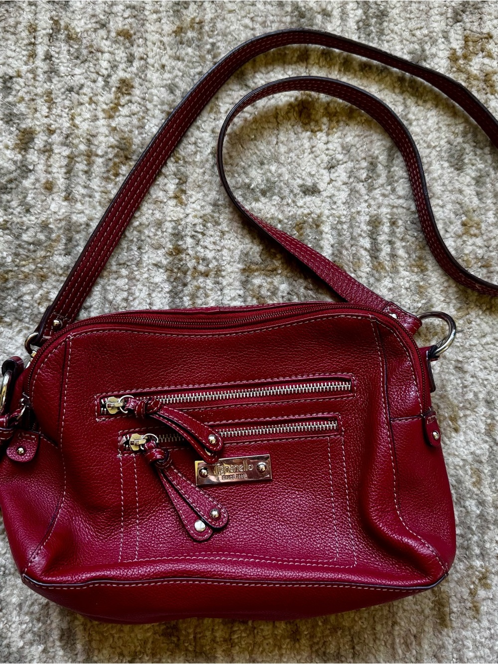 Tignanello Cherry Red Pebbled Leather Crossbody